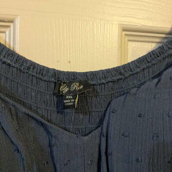 Lily Rose 2XL Blue [Floral/Smocked/Skater] Mini Dress Plus Size Summer - Picture 2 of 3